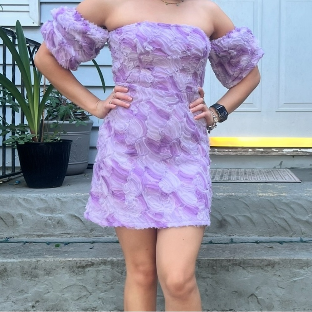 PrettyLittleThing Lilac Textured Dress